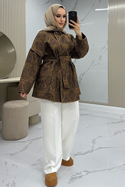 MODARTE Etnik Desenli Çıtçıtlı Kapitone Ceket