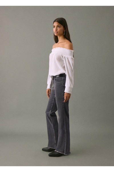 Mango Teen Dikişsiz flare jean pantolon