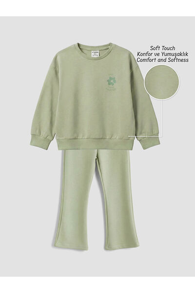 LC Waikiki Rmz Gi̇yi̇m Farkiyla Floral Printed Girls' Soft Touch Sweatshirt a...