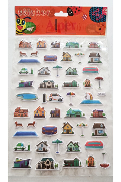 Modellino Embossed Sitikır A4 Size Adhesive Label - Houses Sticker - Alp - 549