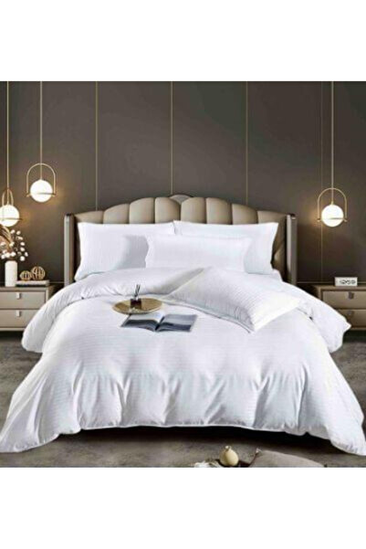 Inovius Damask Bed Linen, 1 Person, 4 Pieces, White -JO251