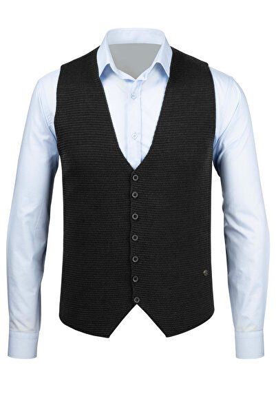 Çizgi Triko Men's Buttoned Sports / Classic Knitwear Knitted Sleeveless Vest ...
