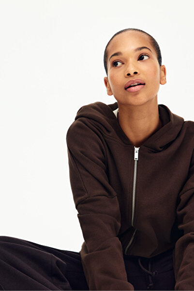 H&M Kapüşonlu Fermuarlı Büzgü Bağlı Üst