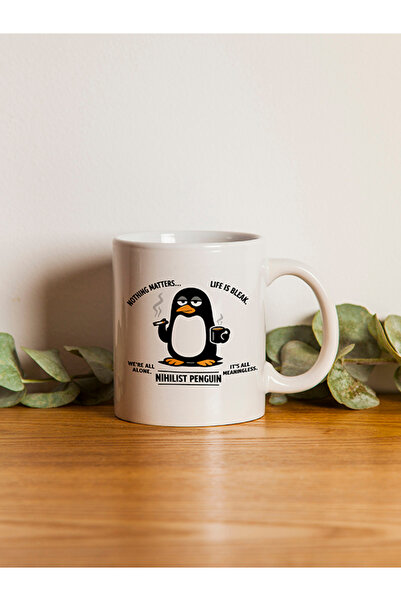 Ormira Konsept Nihilist Penguen İngilizce Yazılı Kupa Bardak