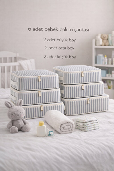 Spartek home textile 6 Parça çizgili desenli 1. KALİTE - Doğum/Hastane Çıkış ...