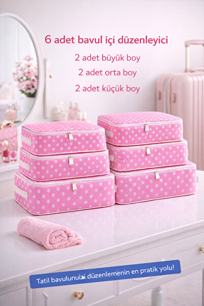 Spartek home textile 6 Pieces Pink - Suitcase Organizer Set Patterned Without...
