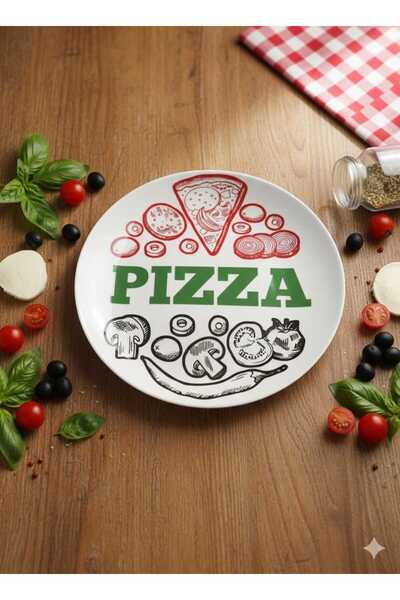 OEM ​Set 4 Farfurii pentru Pizza, Design Italian Tematic, Colecția "Bon Appétit"