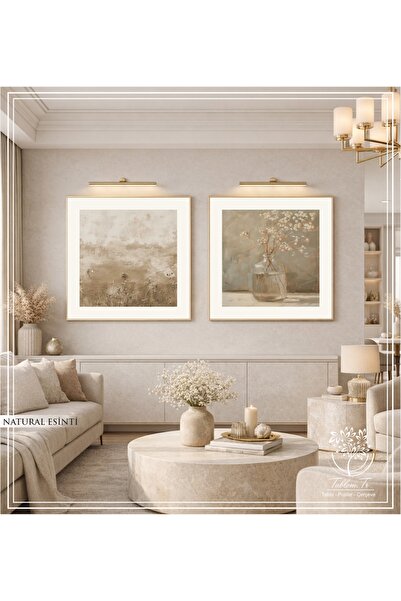 Tablomtr Natural Esinti - Dijital Baskılı Gold Metal Çerçeveli Gerçek Camlı İ...
