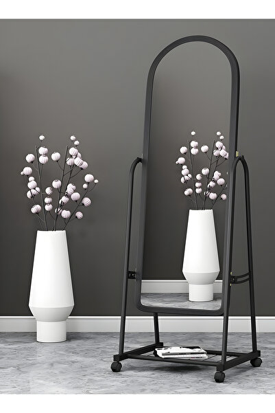 Taimi Simple And Elegant Mirror With Sturdy Stand, Black frame - 30W x 160L cm