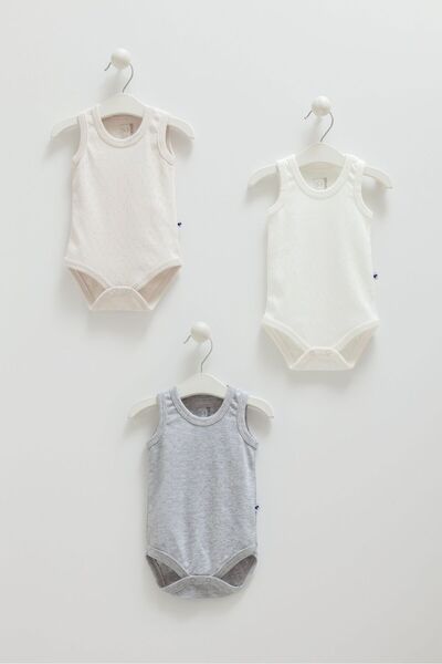 Caramell 0-9 Months Jacquard Triple Body Suit - Multicolor
