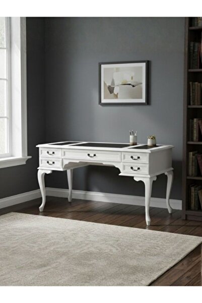 Gazzini Furniture Realm Fransız Retro Deri Ahşap Çalışma Masası 75x160