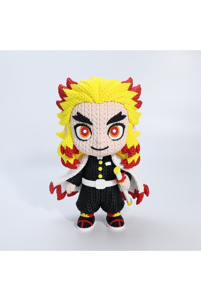 PrinTerra Demon Slayer Rengoku Figür 23cm-Örgü Dokulu Boyasız Çok Renkli Prem...