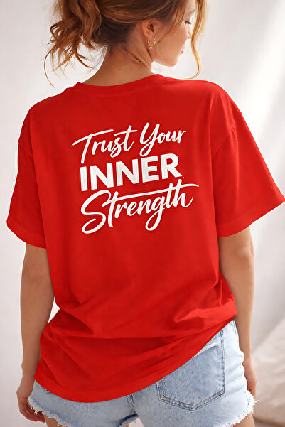 ArtYus Trust Your Inner Strength Back Printed Cotton Relaxed Fit Round Neck U...