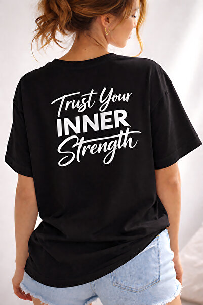 ArtYus Trust Your Inner Strength Back Printed Cotton Relaxed Fit Round Neck U...