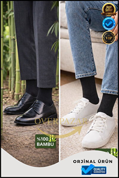 Overbazaar 6 Pairs of Men's Bamboo Socks – Sweat-Absorbing, Odor-Reducing, Co...