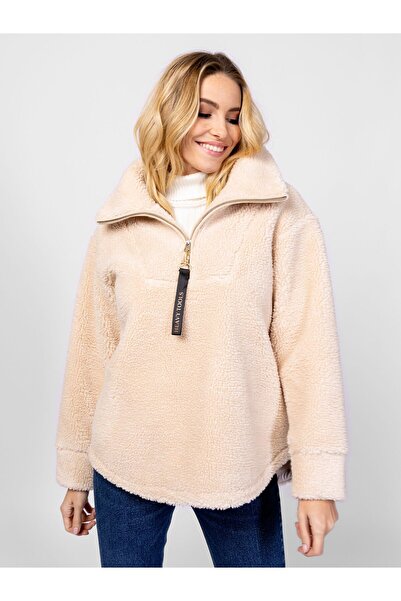 Heavy Tools Women's sweater with zipper closure TABURA ECRU M