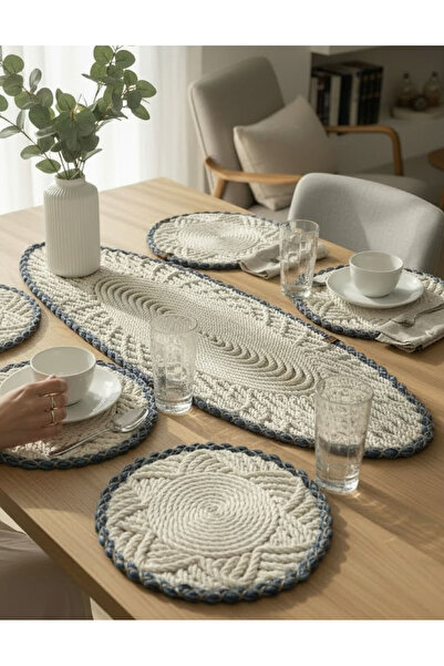 home inn Set de masă pentru 4 persoane - Rezistent la pete - 4 servicii ameri...