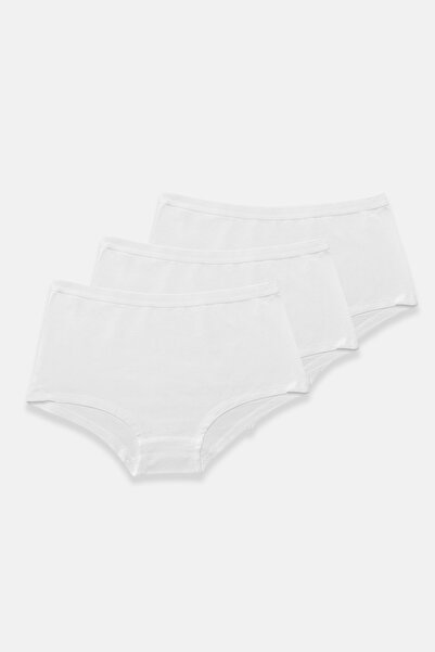 Malabadi Women's White 3-Pack Wide-Ribbed Non-Marking Modal Panties 3m1906