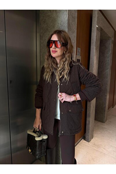 begum mayda Orijinal Model , Kadife Yaka , Acıkahve , Kaşe Dokulu , Kapitone ...