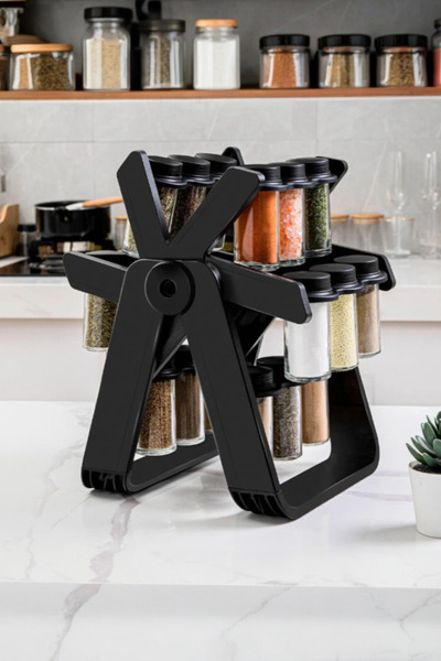 Otto Rotating Spice Organizer, 18 Jars, Modern Design for Kitchen