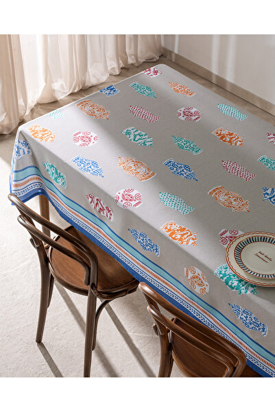 Madame Coco Rosanel Polycotton Tablecloth - Beige - 150X150 cm