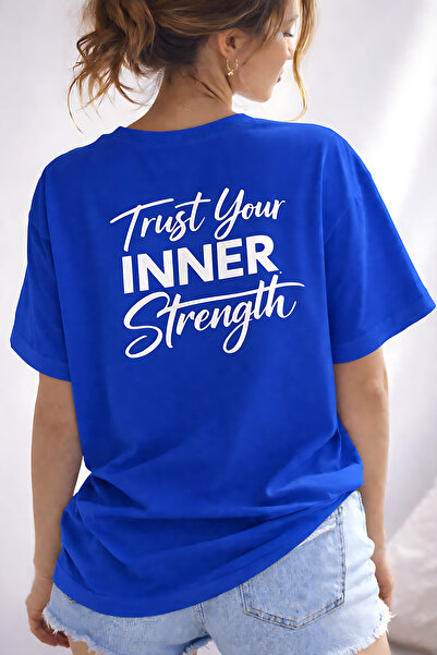 ArtYus Trust Your Inner Strength Back Printed Cotton Relaxed Fit Round Neck U...