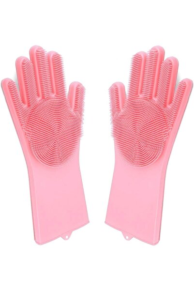 Generic Pair of Magic Dishwashing Cleaning Sponge Gloves Reusable Silicone Br...