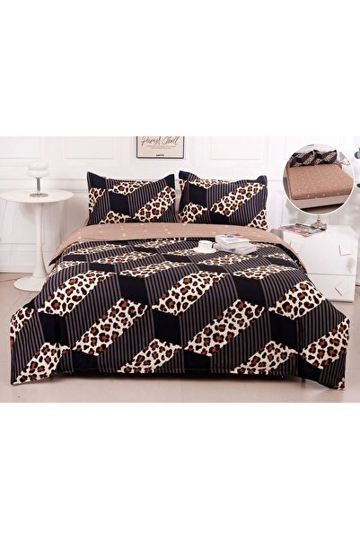 trendyhome Double Bed Linen Satin Cotton with Elastic, 4 Pieces, 180×200