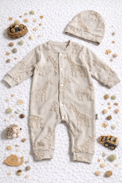 Luna Jakar Kumaş Zürafalı Bebek Tulum