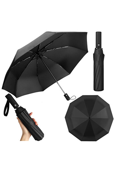 Three top online Automatic Folding Umbrella 12-Rib Black 105 cm