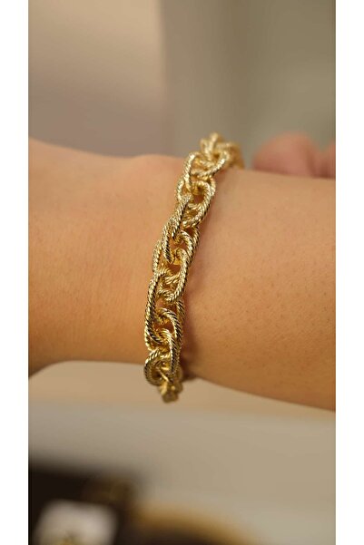 Jerie Gold 14K Halka Detay Zincir Bileklik