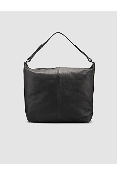 Cabani حقيبة كتف نسائية من الجلد الطبيعي باللون الأسود ذات ملمس ناعم