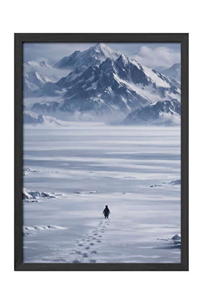 gxe.art Nihilist Penguen Ahşap Çerçeveli Poster Tablo Yürüyen Penguen Ahşap P...