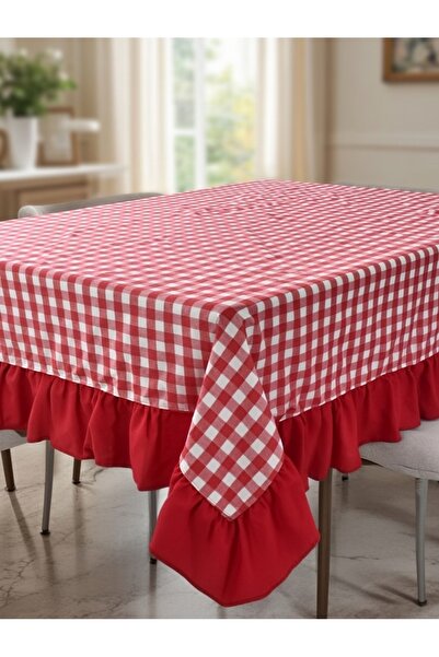 settare Fırfırlı Masa Örtüsü Pötikare Desen