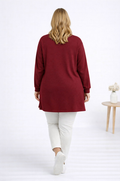 Birol Triko Women's Cherry Slit Tunic with Floral Accessories
