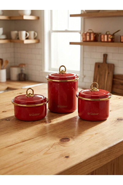 SAVAŞAN Spice Rack Set, 3-Piece Jar Set, Red