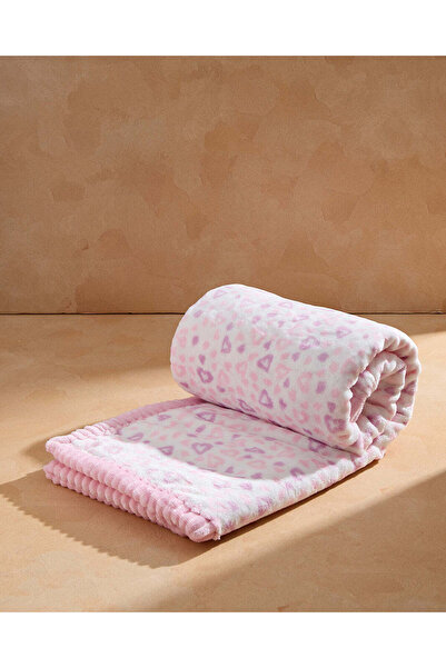 REDTAG بطانية شيربا من الفلانيل الوردي الفاتح