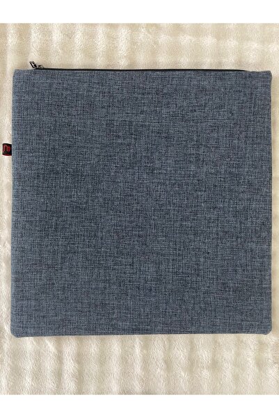Lacivert Keten Görünümlü Kırlent Kılıfı 46x46 cm