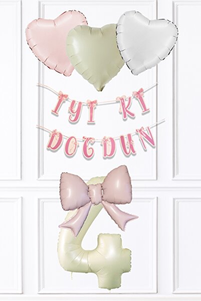 PEKSHOP Pembe Fiyonk Konsept Doğum Günü Balon Seti Set223