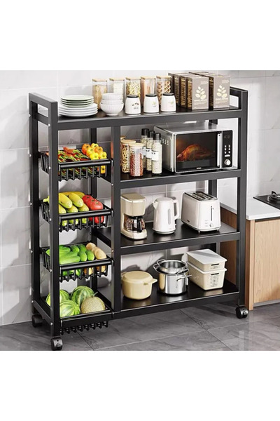 Viyogo Metal shelf with 4 shelves and 3 storage baskets, portable, 90(L) x 32...