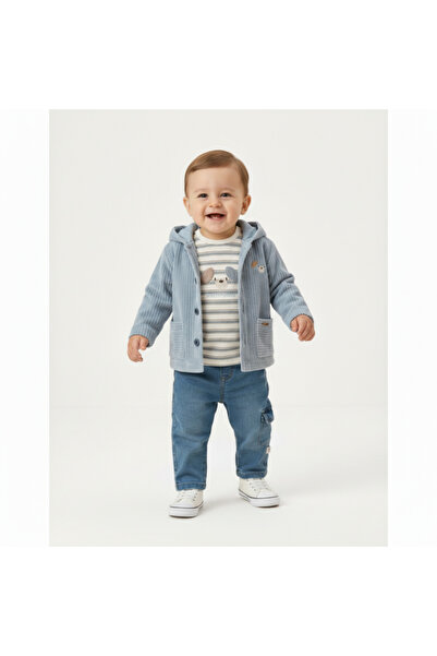mumbino erkek çocuk 3'lü ceketli takım / ceket- t-shirt- pantolon 3 parça tak...