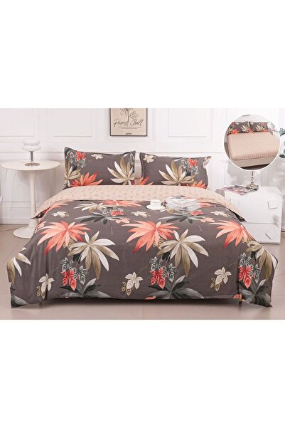 trendyhome Double Bed Linen Satin Cotton with Elastic, 4 Pieces, 180×200