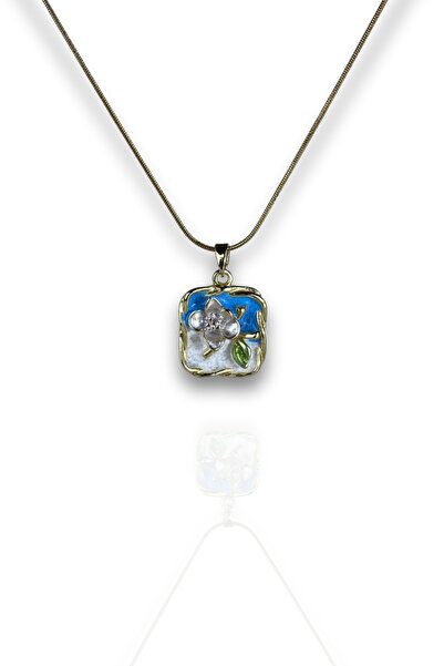 Brethils Flower Painted Enamel Necklace, Colorful, Non-Tarnishing, Shipped in...