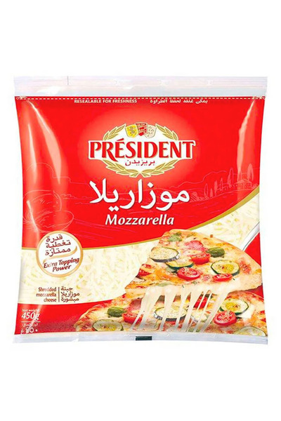 President جبنة موزاريلا مبشورة للبيتزا، 450 غرام