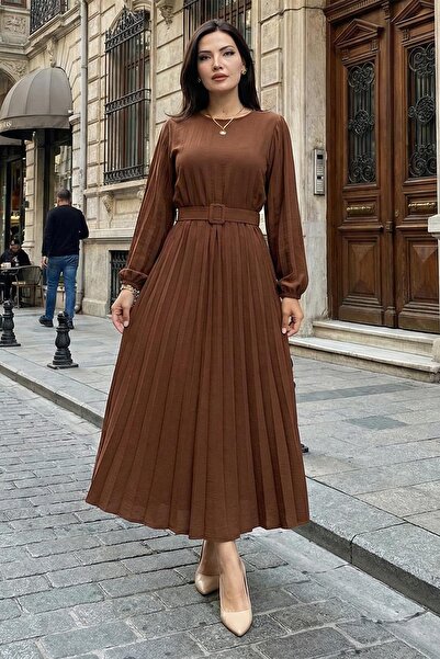 SENSTIL Πλισέ Φόρεμα Aerobin Καφέ SS2339