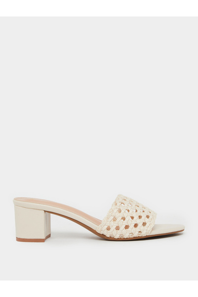 Styli Women Beige Woven Low Heel Mules