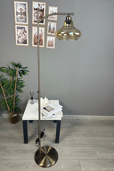 Bamyum Lumsa Bal Rengi Cam Eskitme Askı Gövde Lambader Modern Metal Zemin Lam...