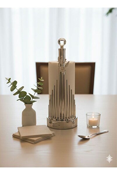 Zoe Home Luxury Silver Roll Napkin Holder with Crystal Detail - Modern Kitche...