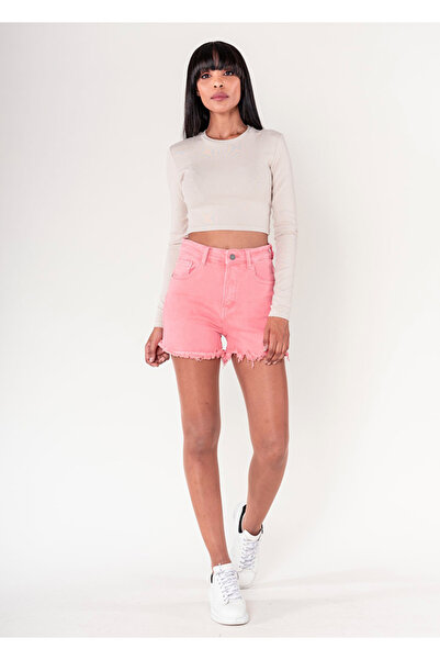 Nina Carter coral cropped jeans with fringed ends J231-7 M7