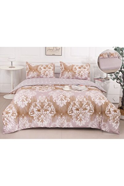 trendyhome Double Bed Linen Satin Cotton with Elastic, 4 Pieces, 180×200